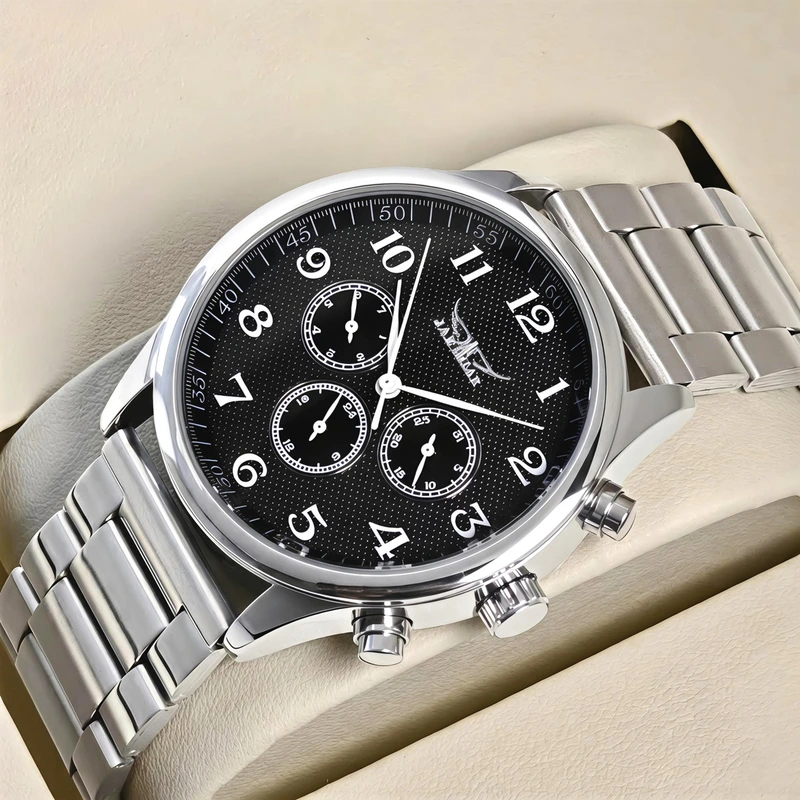 Чоловічий механічний годинник Jaragar Elite Pure Silver, 2 ремінці