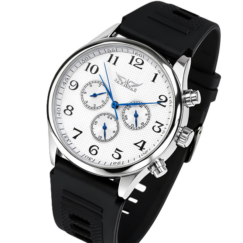Чоловічий механічний годинник Jaragar Elite White Rubber