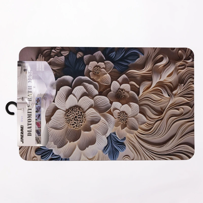 Антиковзний 3D килимок для ванної кімнати з м'якого діатоміту 38×58(см) вологопоглинаючий килимок для будинку ванни душу і туалету HP-42-64