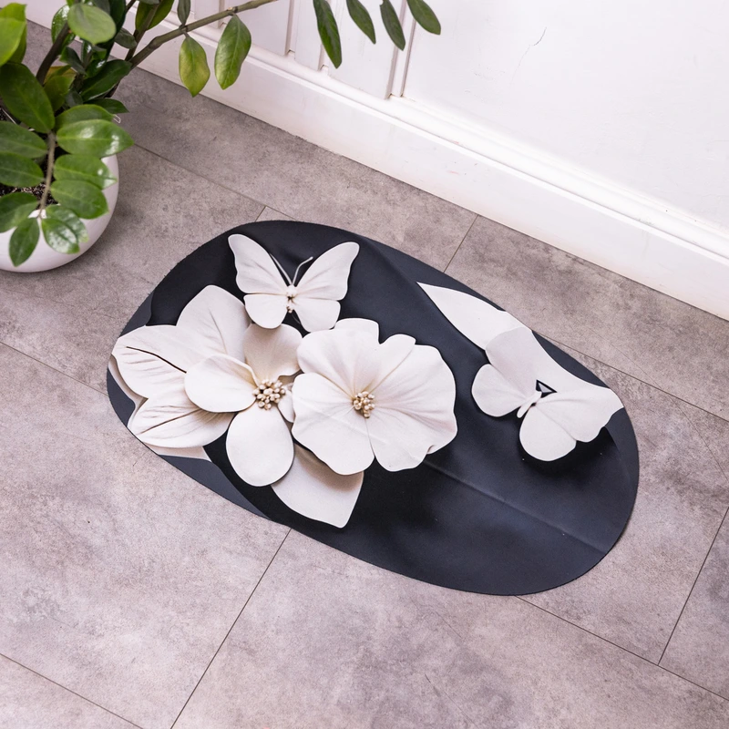 Килимок для ванної кімнати з 3D-ефектом Petal Relief 58*38 см діатомітовий Чорний HP-42-38 — фото 3