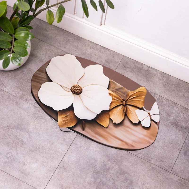 Килимок для ванної кімнати з 3D-ефектом Petal Relief 58*38 см діатомітовий Коричневий HP-42-35 — фото 3