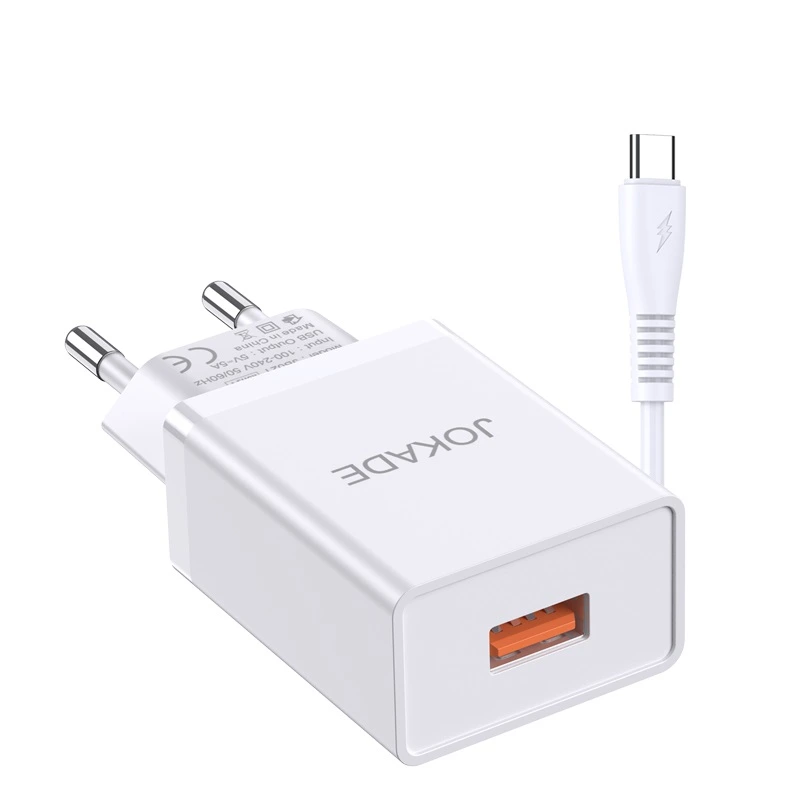 Мережевий зарядний пристрій Jokade JB022 (USB/5A) + кабель Type-C- білий