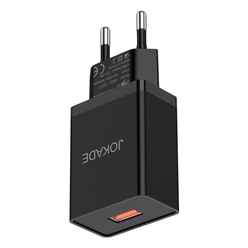 Мережевий зарядний пристрій Jokade JB047/JB021 (1USB/3A)- чорний