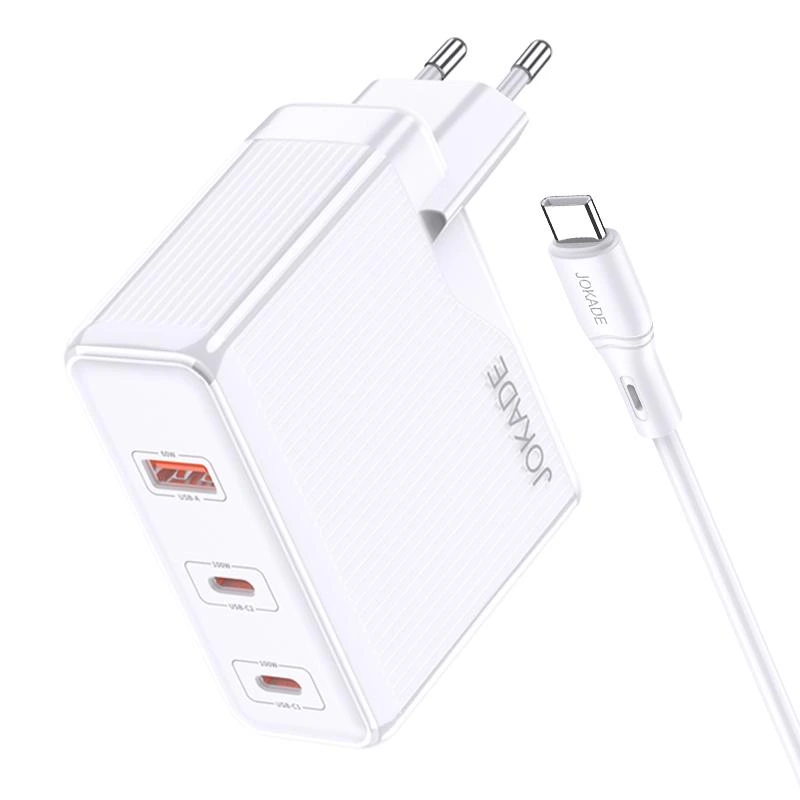 Мережевий зарядний пристрій Jokade JB060 (1USB/2USB-C/PD100W) + кабельType-C - Type-C -білий