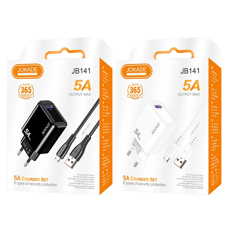 Мережевий зарядний пристрій Jokade JB141 (1USB/5A) + кабель Micro- чорний