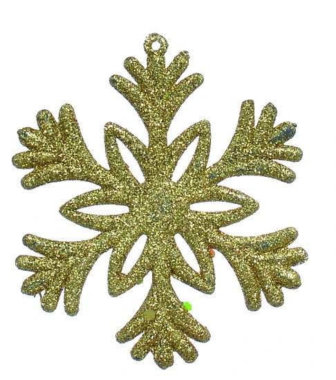 Новорічна прикраса "Сніжинка", 10 см., 1 шт., пластик, золотистий
