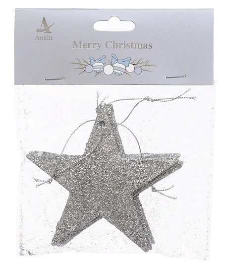 Набір новорічних прикрас 10 см, Зірка, 4 шт, пластик, срібний