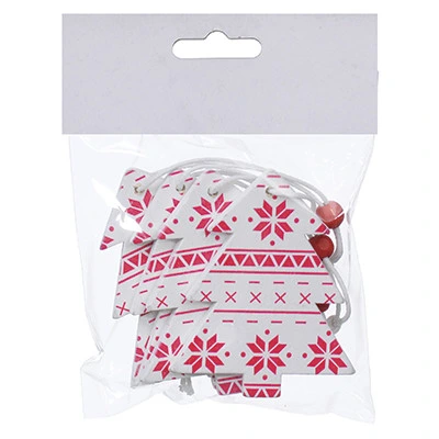 Набір новорічних прикрас 6,5 см, Ялинка, 4 шт, компл., дерево, колір білий з червоним
