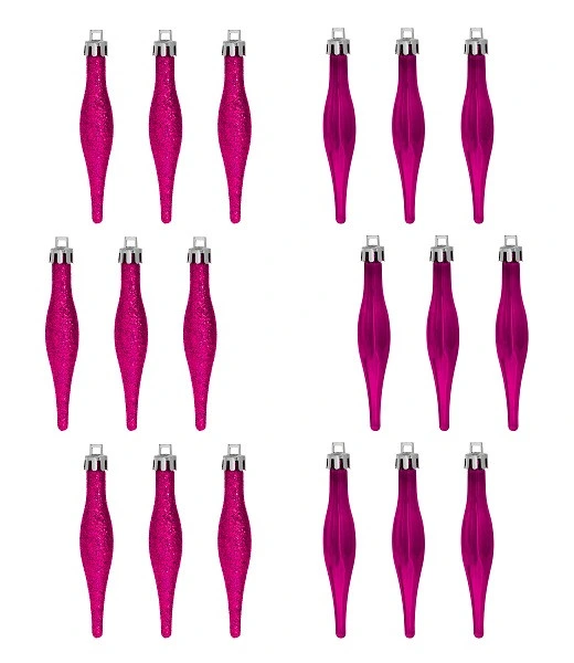 Набір ялинкових прикрас, 9,5 см, Бурулька, 18 шт, пластик, колір фіолетовий