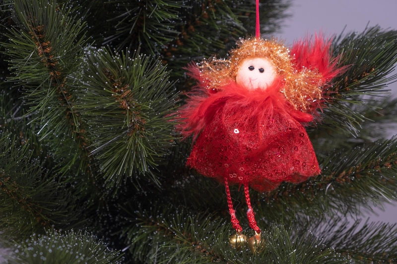 Підвіска новорічна "Фея" Jumi, текстиль 15 см, червона