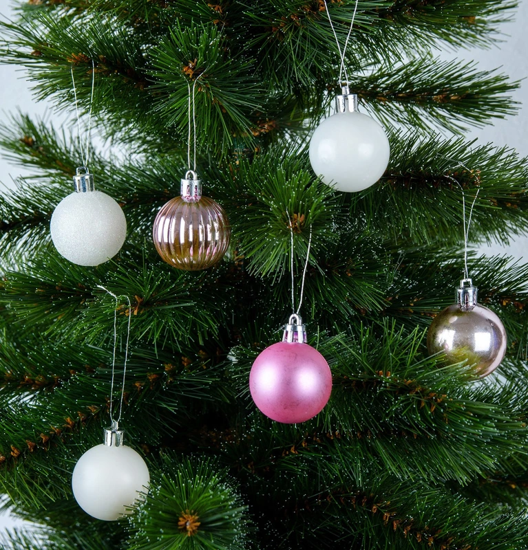 Ялинкові пластикові кульки Jumi, комплект 48 шт, Ø 4 см, колір білий, ліловий