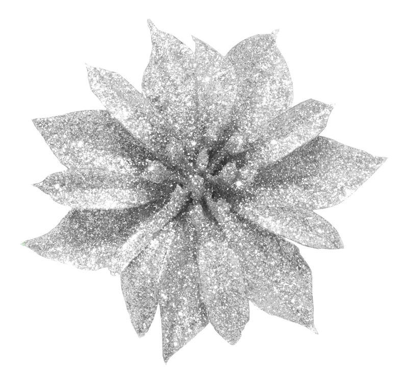 Квітка декоративна Jumi "Пуансетія, 8,5 см, комплект 3 шт, сріблясті