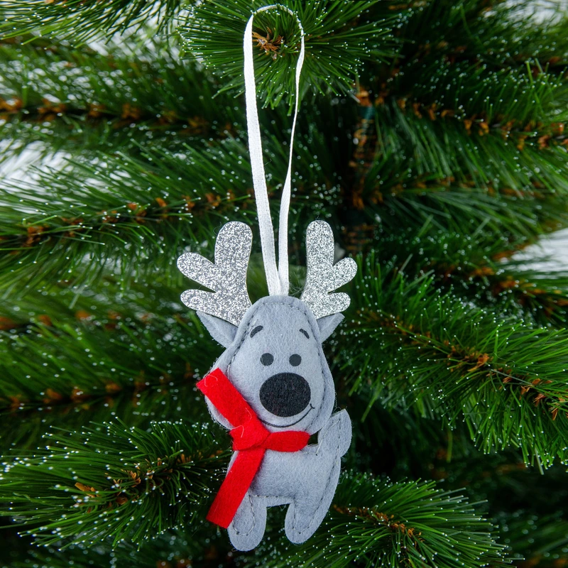 Підвіска новорічна «Олень» Jumi, текстиль, 10 см, сіра