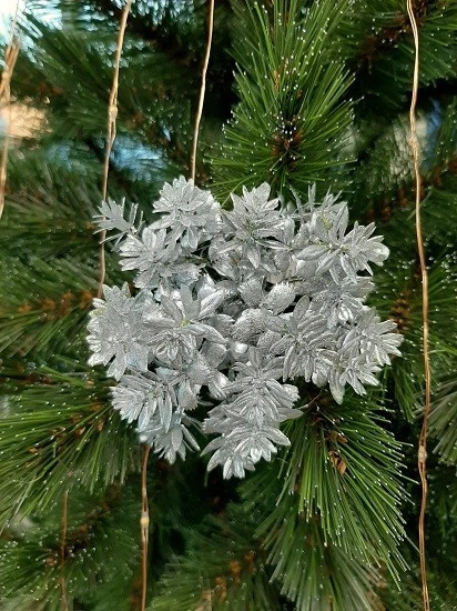 Прикраса ялинкова 24х12см "Гілка", пластик, срібло