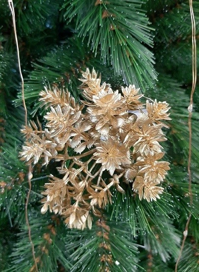 Прикраса ялинкова 24х12см "Гілка", пластик, золото