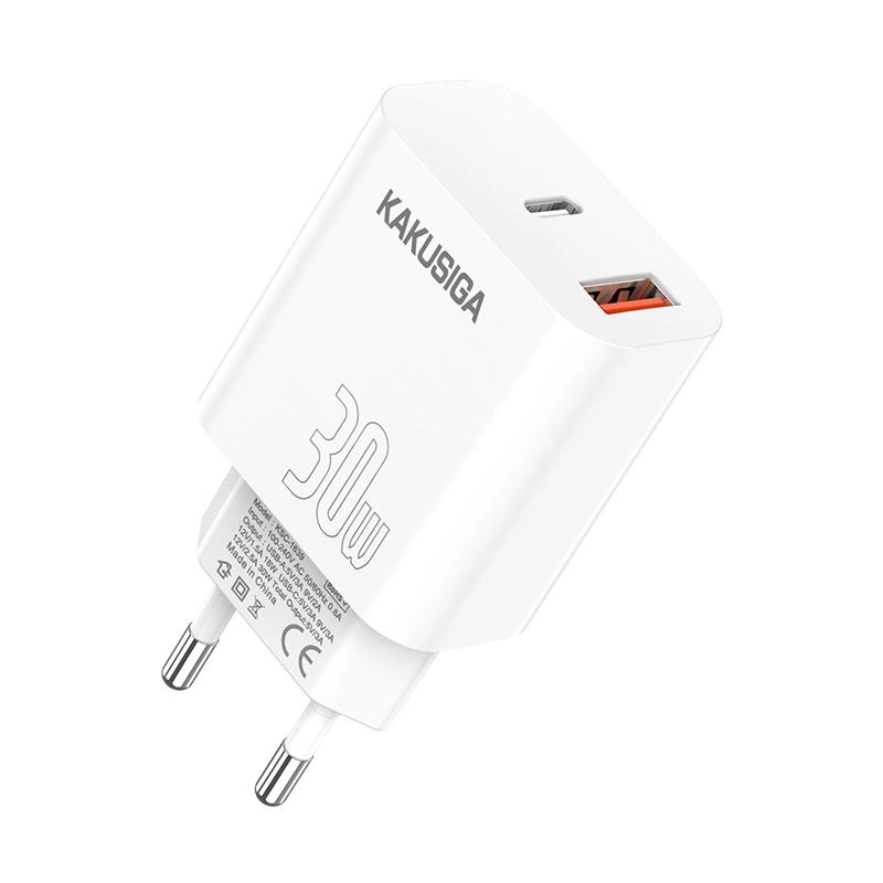 Зарядний пристрій Kakusiga KSC-1639 (1USB/USB-C/30W)- білий