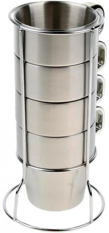 Кухлі-чашки металеві (4 штуки) Kamille 300мл на сталевій підставці