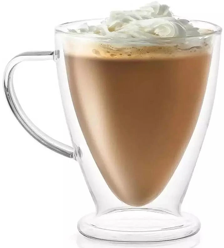 Набір 2 скляні чашки Kamille "Конус" 300мл, термочашки з подвійними стінками