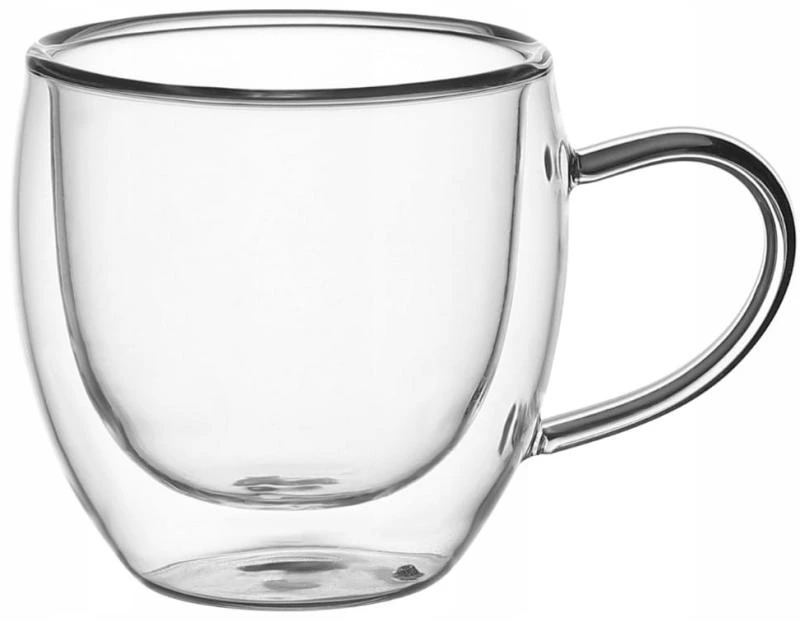 Набір 2 скляні кавові чашки Kamille 100мл, термочашки з подвійними стінками