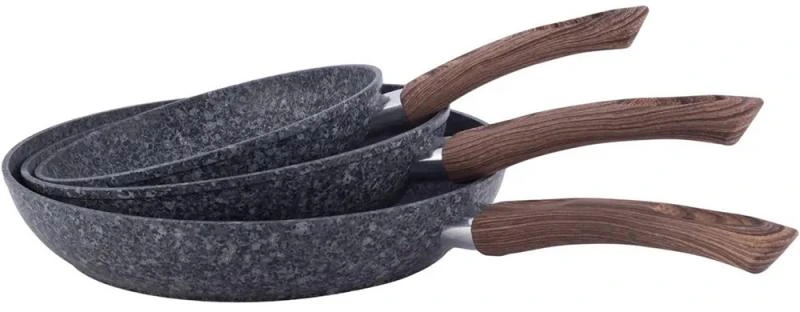 Набір 3 сковороди Kamille Grey Marble 20см, 24см, 28см, індукційні з антипригарним покриттям
