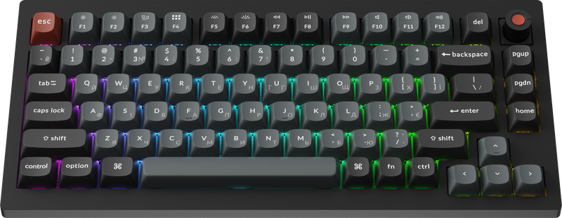 Клавіатура дротова Keychron V1 8K Keychron Super Red Switch Black RGB (V1W-D1-UA)