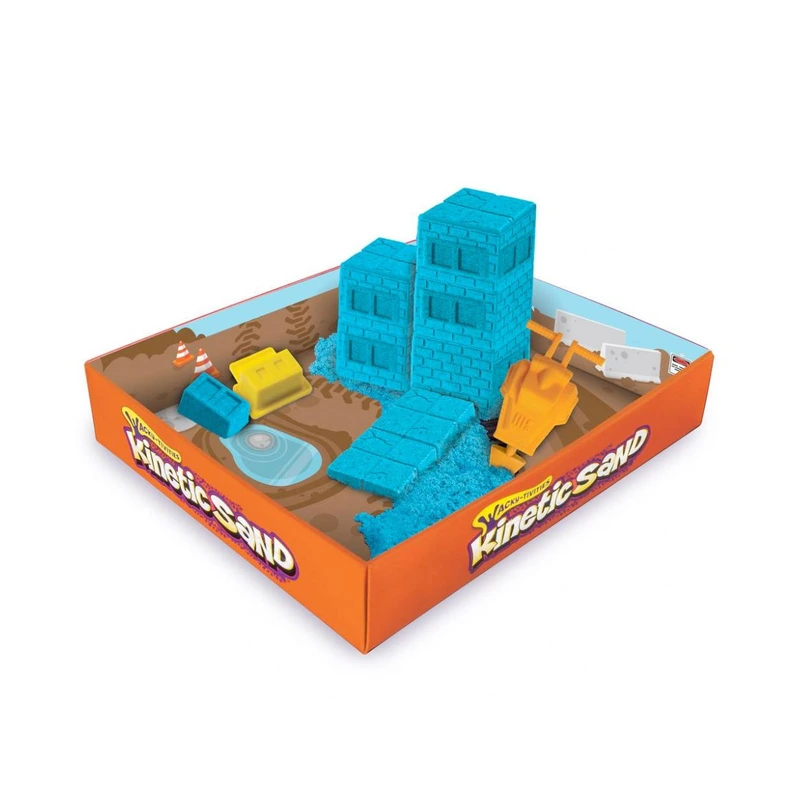 Пісок для дитячої творчості - KINETIC SAND CONSTRUCTION ZONE (блакитний, формочки, 283 г)