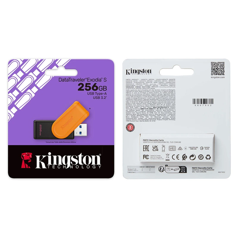 Флеш-накопичувач Kingston USB 3.2 DT Exodia S 256GB Black/Orange