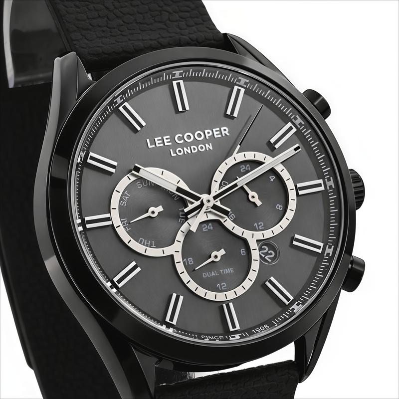 Чоловічий водостійкий годинник Lee Cooper England Midnight Black