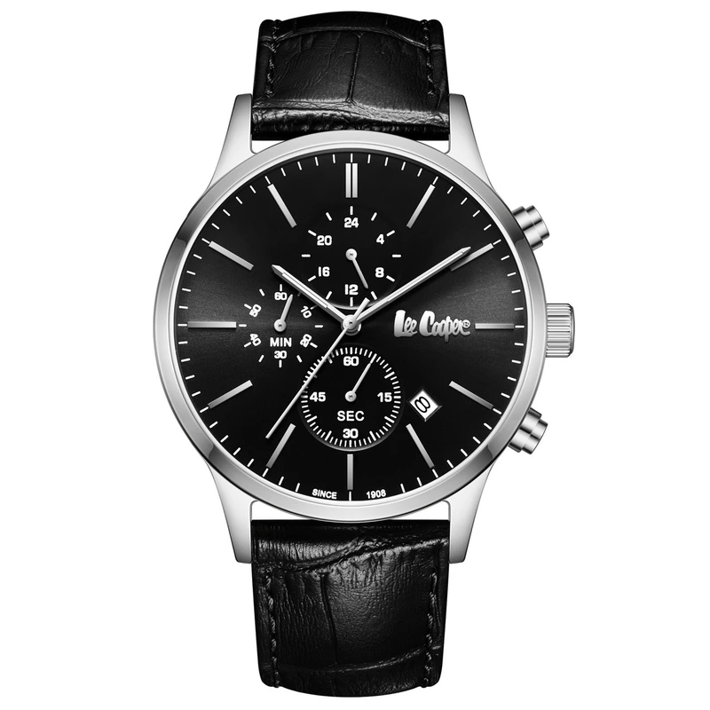 Чоловічий водостійкий годинник Lee Cooper Leather Black