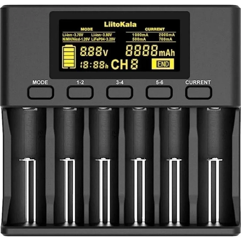 Універсальний зарядний пристрій LiitoKala Lii-S6 EU на 6 каналів + автомобільний кабель