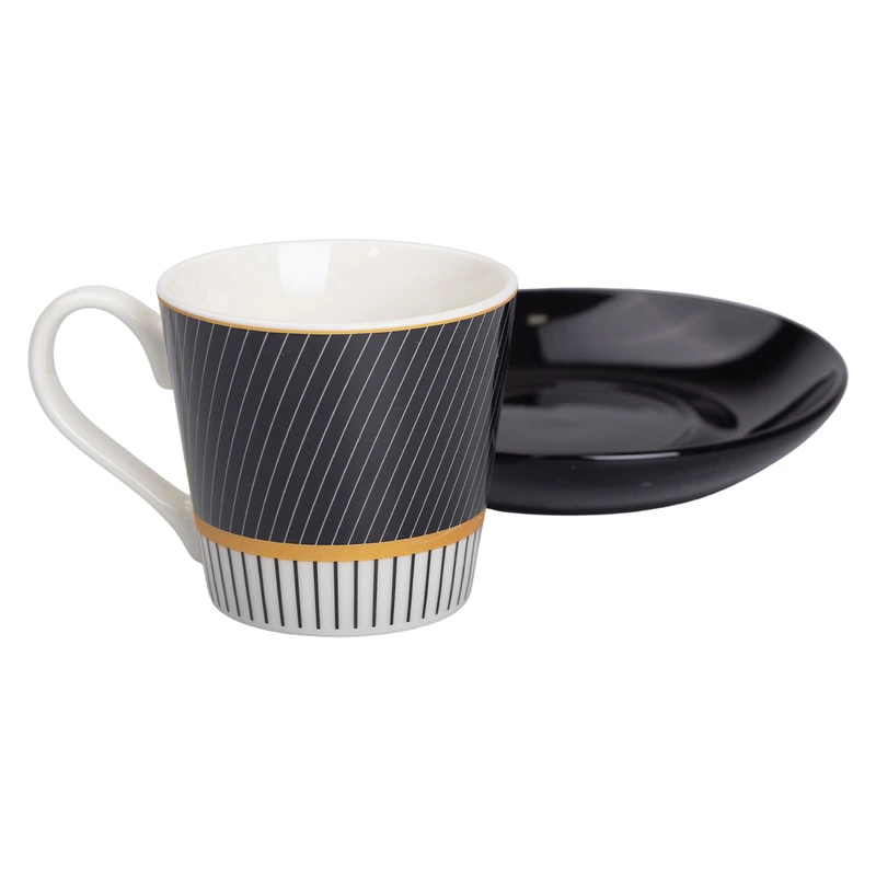 порцелянова чашка з чорним блюдцем 200 мл RX-N24708BW