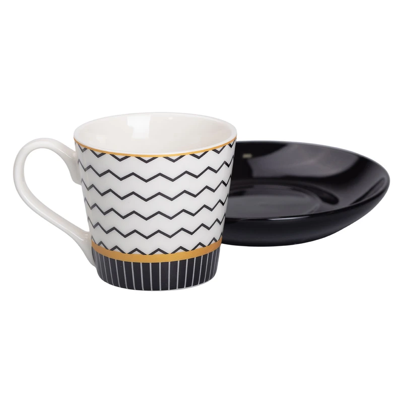 порцелянова чашка з чорним блюдцем 200 мл RX-N24708WH