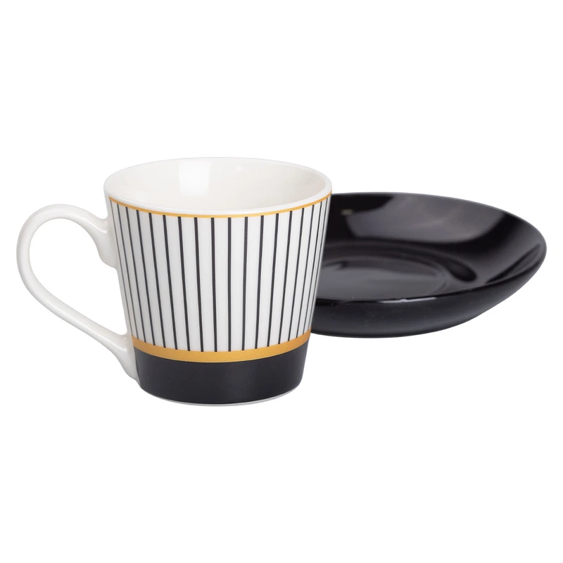 порцелянова чашка з чорним блюдцем 200 мл RX-N24708WP
