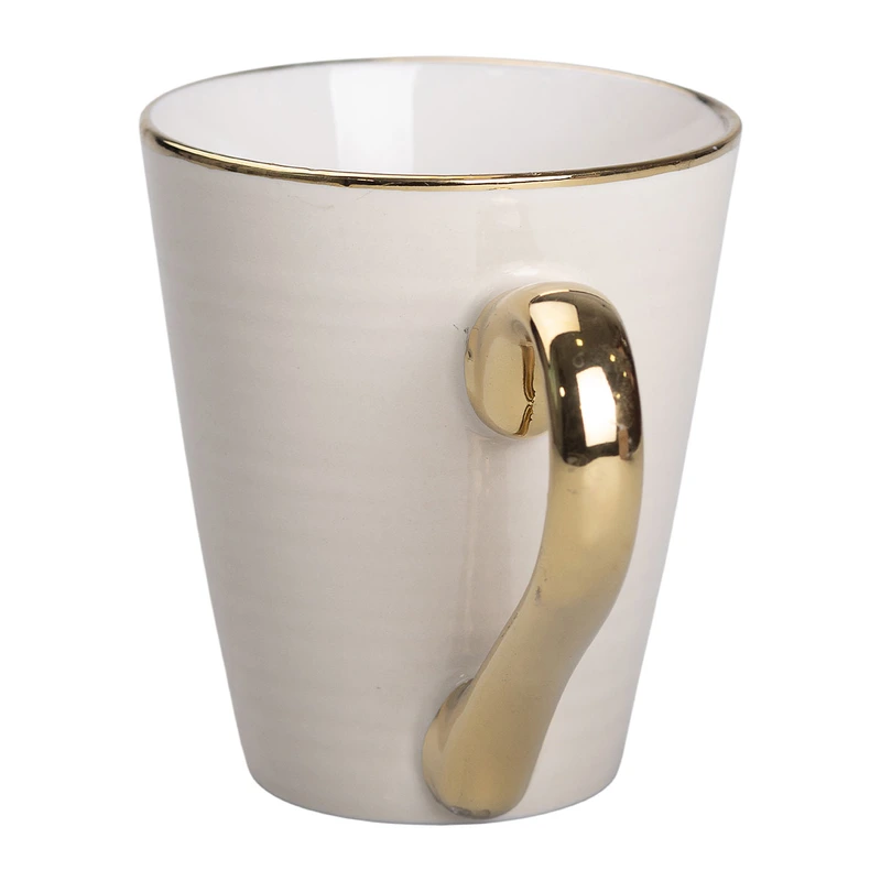 Кружка порцелянова із золотим обідком та позолоченою ручкою 320 (мл) Бежева RX-N240624BE