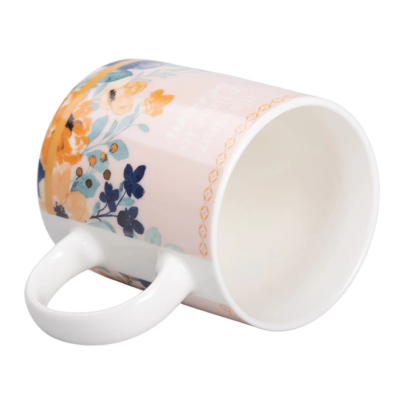 Кружка порцелянова з квітковим принтом 400 (мл) для чаю та кави RX-N240139CR