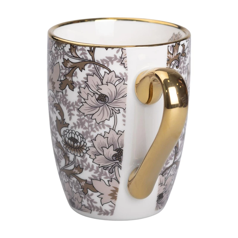 порцелянова чашка 400 мл із золотим обідком і золотою ручкою Коричнева RX-N240665BR