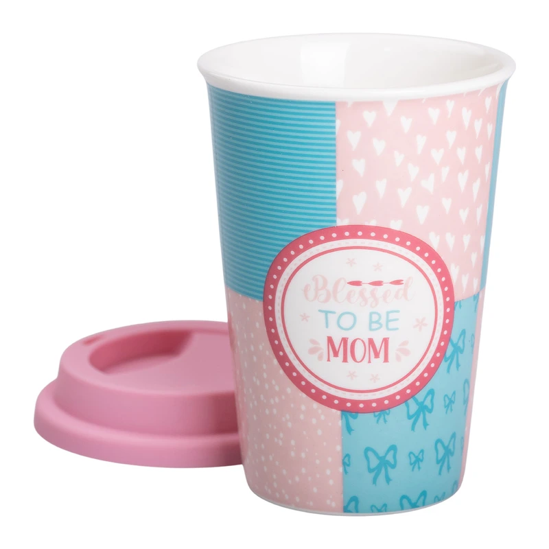Стакан порцелянаовий 420 мл з силіконовою кришкою Blessed to be mom RX-N240288BM