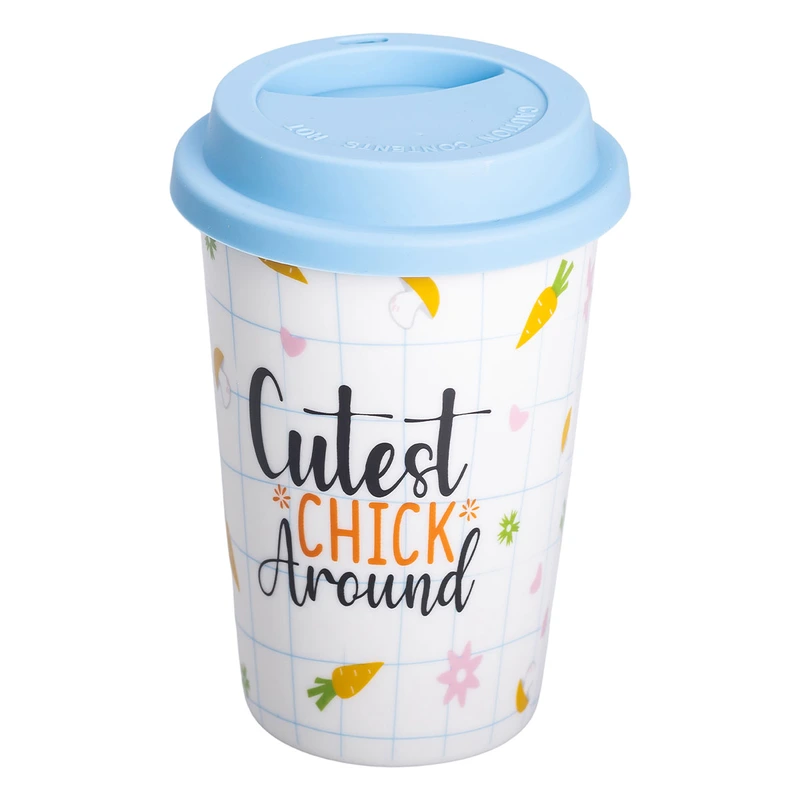 порцелянаовий стакан із силіконовою кришкою та отвором для трубочки 420 мл RX-N240546CA