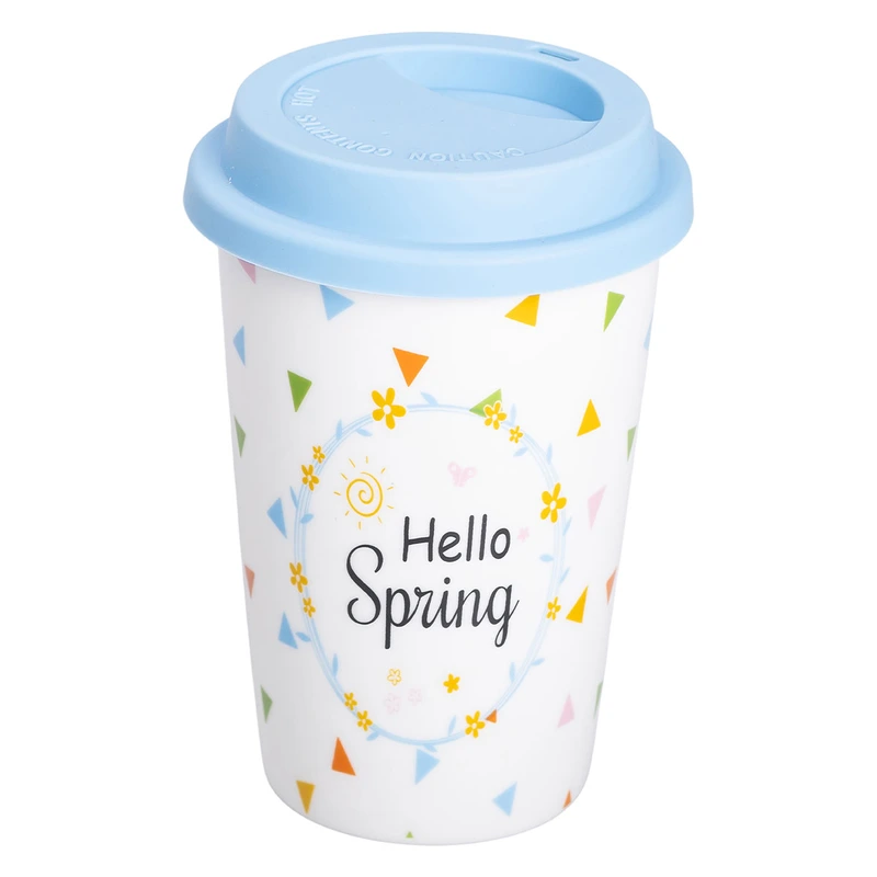 порцелянаовий стакан із силіконовою кришкою та отвором для трубочки 420 мл RX-N240546HS