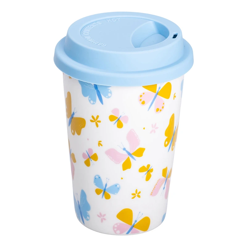 порцелянаовий стакан із силіконовою кришкою та отвором для трубочки 420 мл Білий RX-N240546W