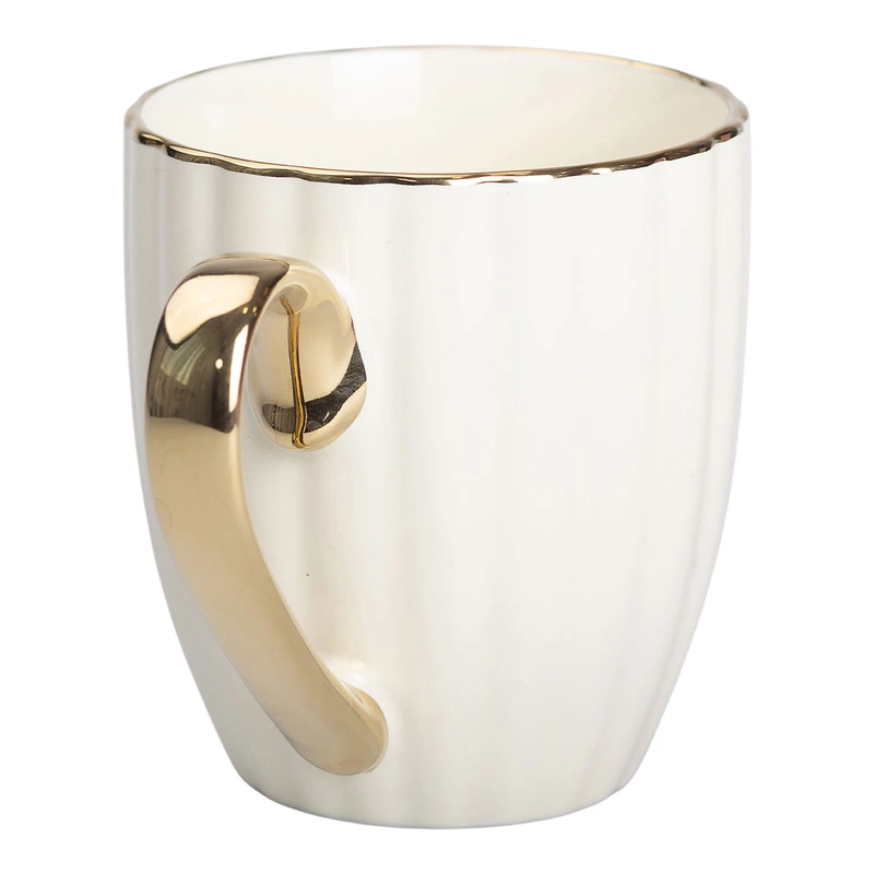 Кружка порцелянова із золотим обідком і золотою ручкою 420 (мл) Бежева RX-N240629BE