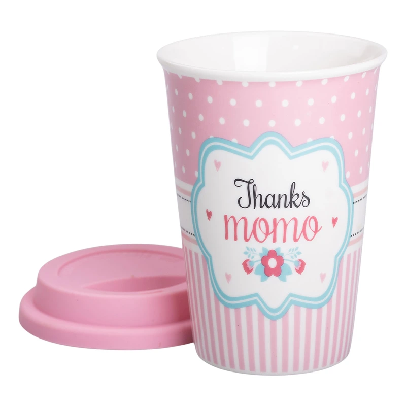 Стакан порцелянаовий 420 мл з силіконовою кришкою Thanks momo RX-N240288TM