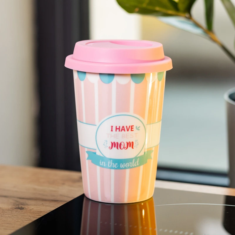 Стакан порцелянаовий 420 мл з силіконовою кришкою I have the best mom RX-N240288HM — фото 3