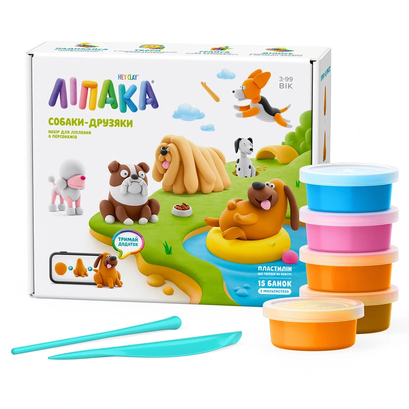 Меганабір пластиліну, що самостійно твердіє, ЛІПАКА – СОБАКИ-ДРУЗЯКИ