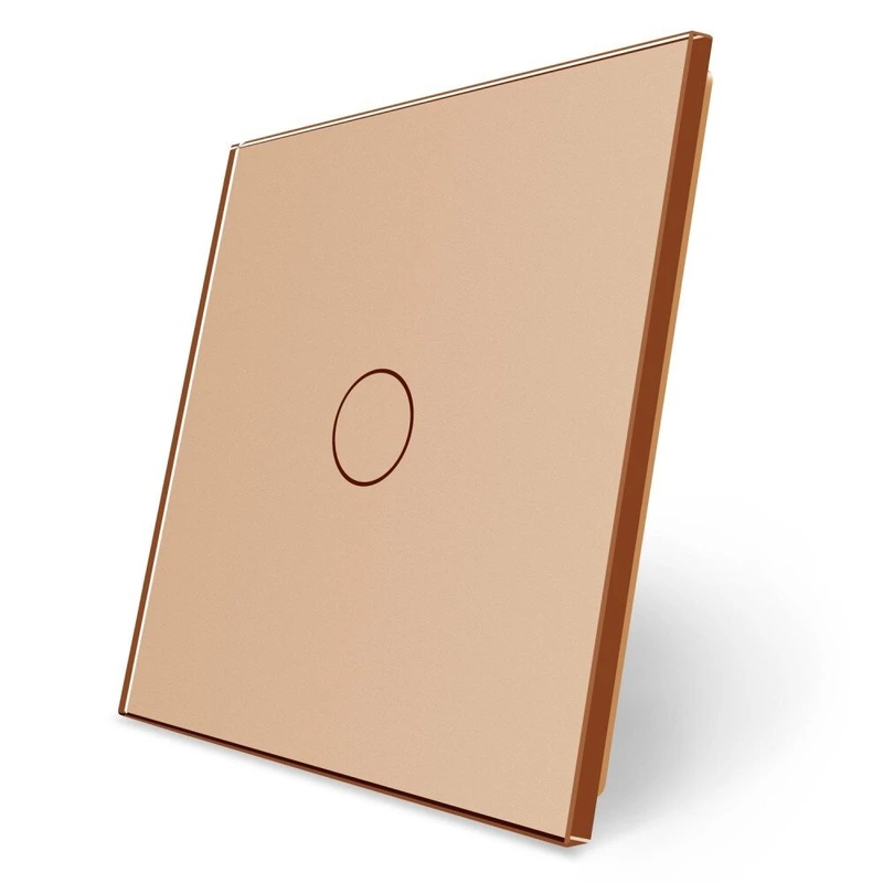 Рамка 1-постова для 1-сенсорного вимикача LIVOLO, загартоване скло, золота, 80×80 мм (VL-P701-2A)