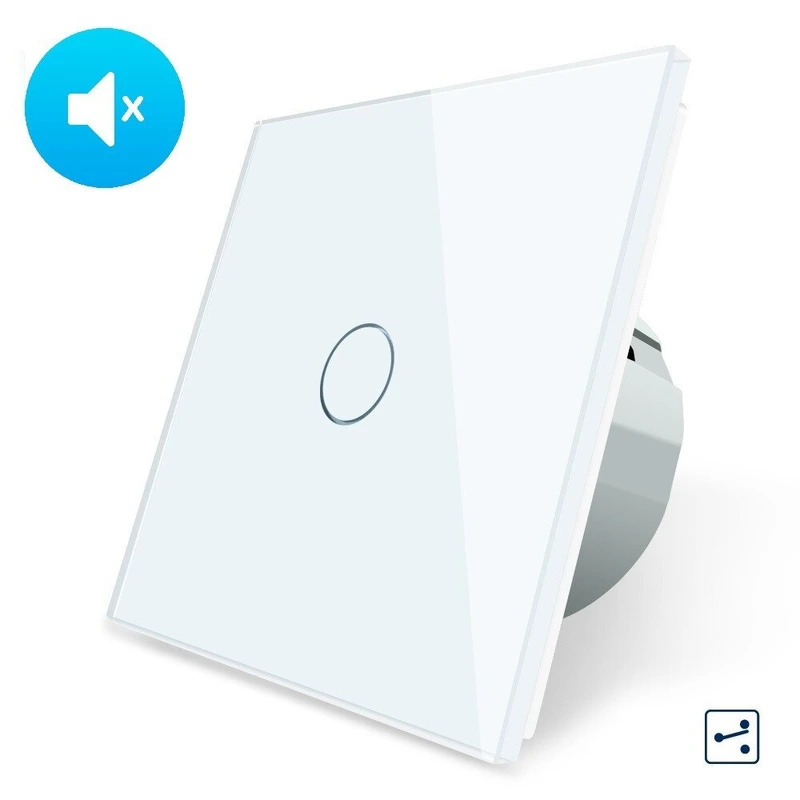 Безшумний сенсорний прохідний/перехресний вимикач 1 сенсор Livolo білий скло (VL-C701SQ-11)