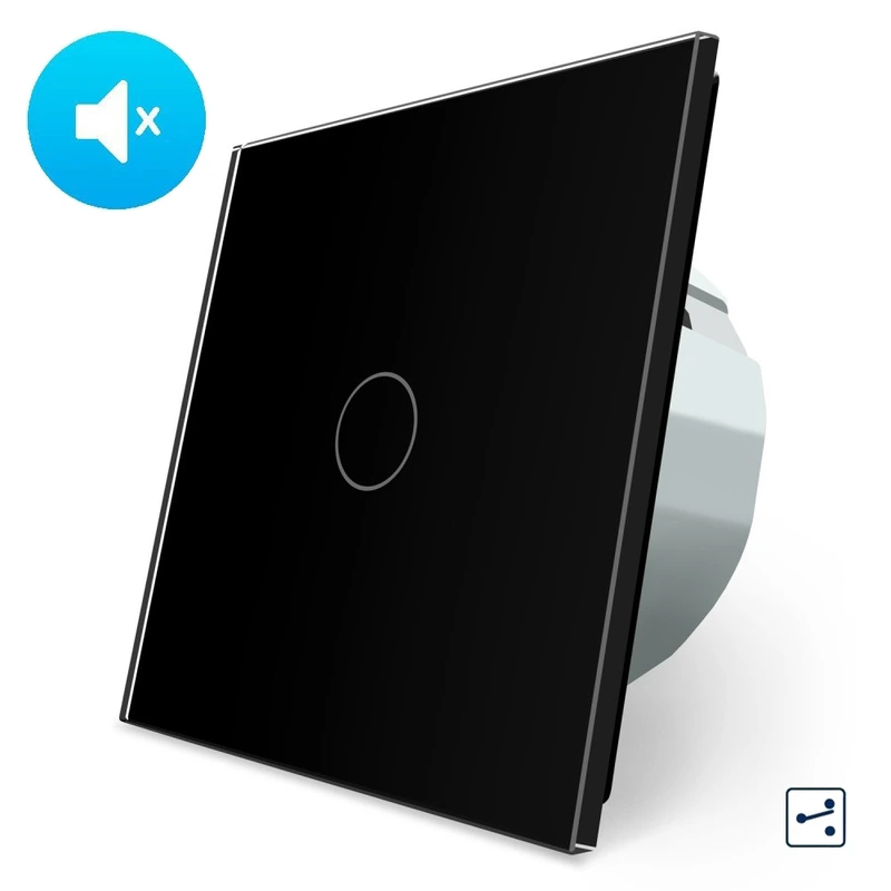 Безшумний сенсорний прохідний/перехресний вимикач 1 сенсор Livolo чорний скло (VL-C701SQ-12)