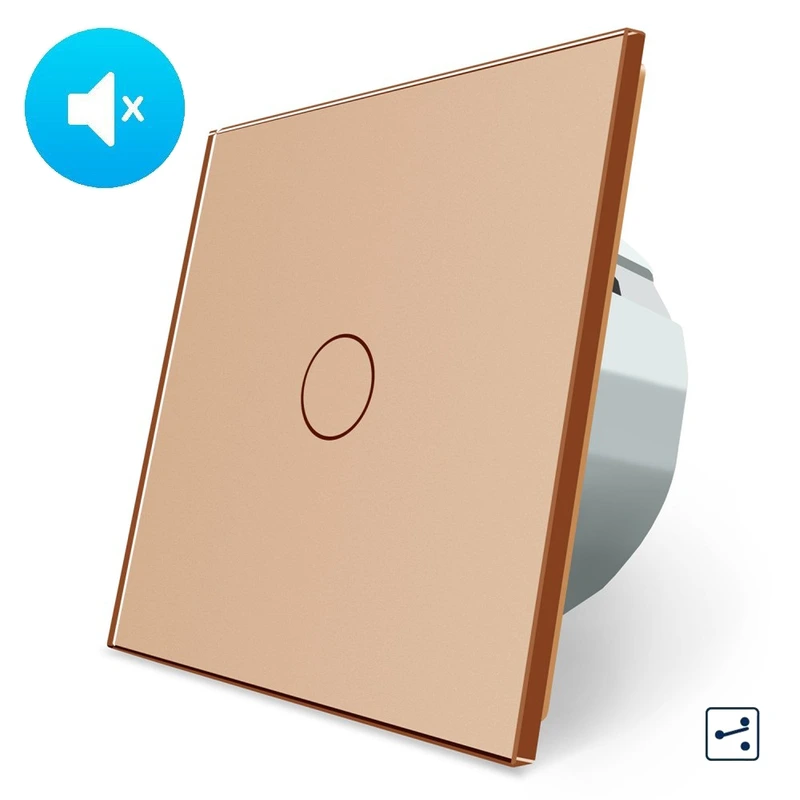 Безшумний сенсорний прохідний/перехресний вимикач 1 сенсор Livolo золотий скло (VL-C701SQ-13)