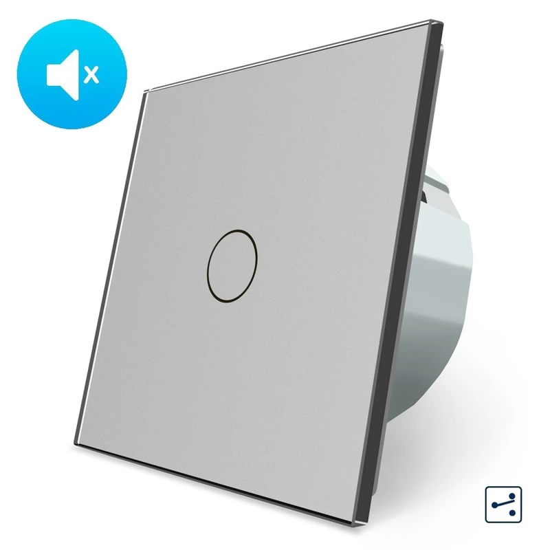 Безшумний сенсорний прохідний/перехресний вимикач 1 сенсор Livolo сірий скло (VL-C701SQ-15)