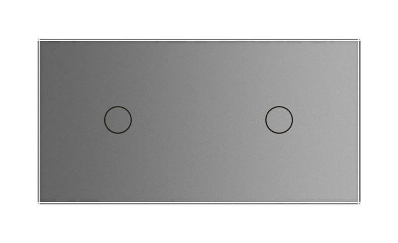 Рамка 2-постова для двох 1-сенсорних вимикачів (1-1) LIVOLO, загартоване скло, сіра, 151×80 мм (VL-P701/01-4I)